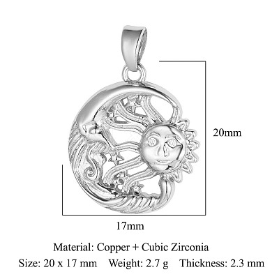 Brass Clear Cubic Zirconia Pendants KK-E068-VA099-2P-1