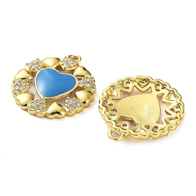 Brass Micro Pave Clear Cubic Zirconia Pendants KK-F871-02G-1