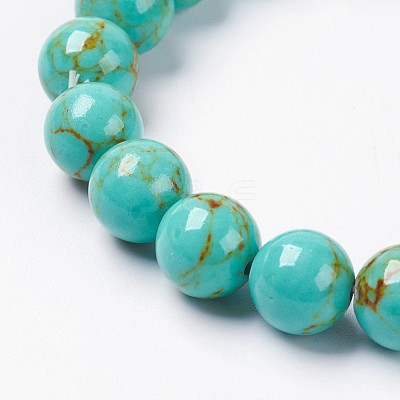 Synthetic Turquoise Beaded Stretch Bracelet BJEW-P208-04-12mm-1