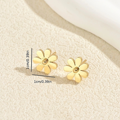 201 Stainless Steel Daisy Flower Stud Earrings for Women BX8751-1