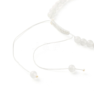 Round Natural White Jade Braided Bead Bracelet for Girl Women BJEW-JB06864-03-1