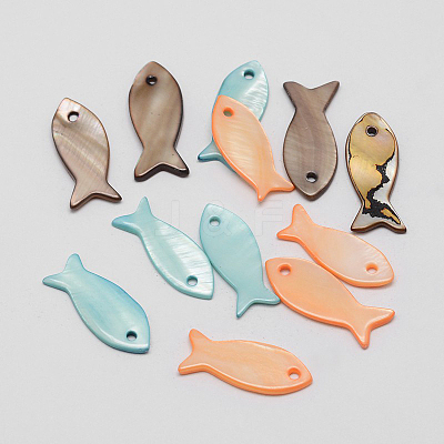 20Pcs Dyed Natural Shell Fish Pendants SHEL-FS0001-16-1