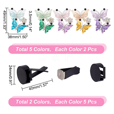 10 Sets 2 Colors Self Adhesive Plastic Car Air Freshener Vent Clips DIY-GA0005-25-1