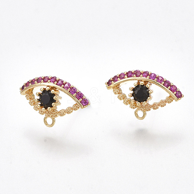 Brass Cubic Zirconia Stud Earring Findings X-KK-S350-350-1