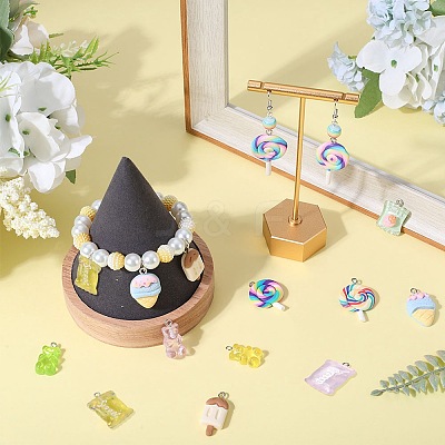 60Pcs 10 Styles Resin Pendants RESI-SC0002-82-1