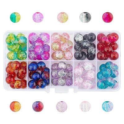 Round Transparent Crackle Glass Beads CCG-X0006-10mm-B-1