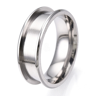 201 Stainless Steel Grooved Finger Ring for Women STAS-WH0039-09A-P-1
