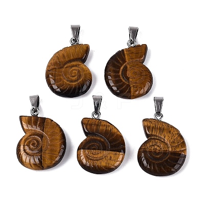 Natural Tiger Eye Pendants G-Q601-45C-1
