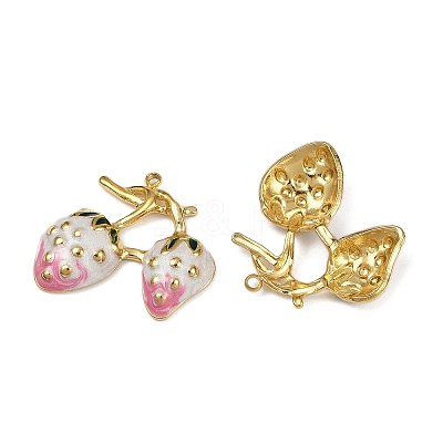 Strawberry 304 Stainless Steel Enamel Pendants STAS-L290-21D-G-1