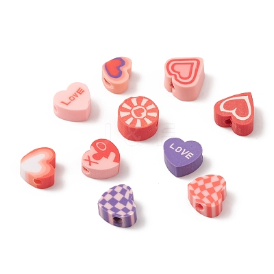 100Pcs 5 Style Handmade Polymer Clay Beads CLAY-FS0001-34-1