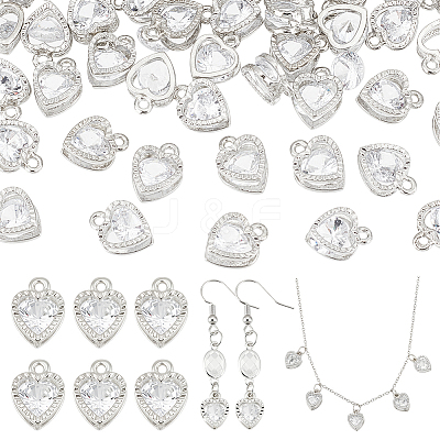 100pcs Clear Cubic Zirconia Alloy Charms ZIRC-PH0001-10-1
