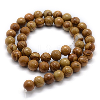 Natural Wood Lace Stone Wooden Jasper Beads Strands X-G-G763-05-10mm-1
