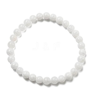Natural White Jade Round Beaded Stretch Bracelets BJEW-F202-06-01-1