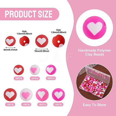 120Pcs 7 Colors Handmade Polymer Clay Beads CLAY-TA0001-93-1
