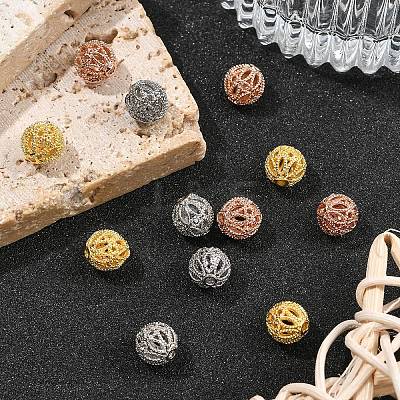 12Pcs 3 Colors Rack Plating Brass Hollow Beads KK-YW0003-95-1