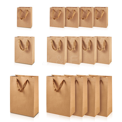 15Pcs 3 Styles Rectangle Kraft Paper Bags with Handle AJEW-TA0001-92-1
