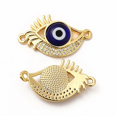 Rack Plating Real 18K Gold Plated Brass Micro Pave Clear Cubic Zirconia Connector Charms ZIRC-L102-08G-01-1