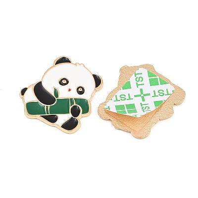Panda with Bamboo Alloy Enamel Cabochons AL-CBA1A6F-06KCG-C-1
