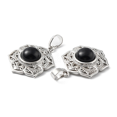 Natural Obsidian Pendants X-G-P498-02P-02-1