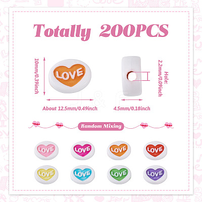 200Pcs Valentine's Day Opaque Acrylic Beads MACR-CW0001-13-1