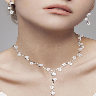 Alloy Rhinestone Necklace & Earring Sets SJEW-LP0001-45-1