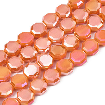 Electroplate Opaque Solid Color Glass Beads Strands EGLA-N002-27-B02-1