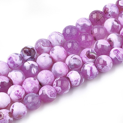 Natural Fire Crackle Agate Beads Strands G-S346-8mm-21-1