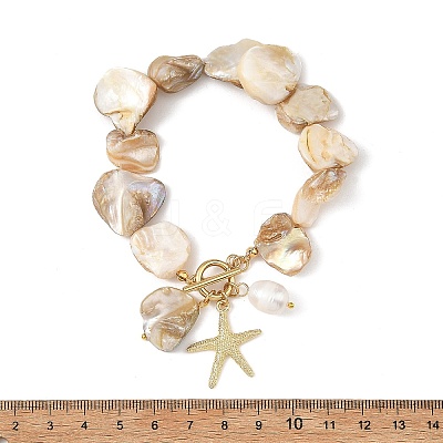 Ocean Alloy Starfish Charm OT Bracelets BJEW-JB14278-1
