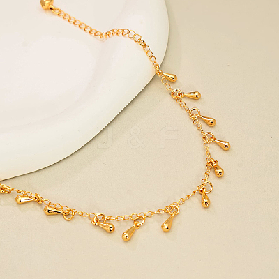 Elegant Brass Teardrop Tassel Anklets for Women RZ6656-1