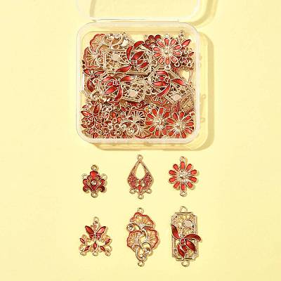 36Pcs 6 Styles Alloy Enamel Connector Charms FIND-FS0004-46B-1