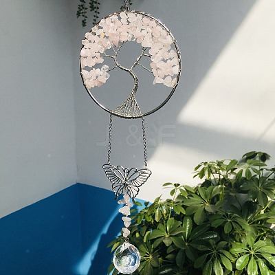 Glass Teardrop Pendant Decoration DJEW-PW0019-05C-1