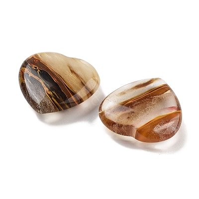 Heart Tigerskin Glass Palm Stones G-C134-06A-04-1