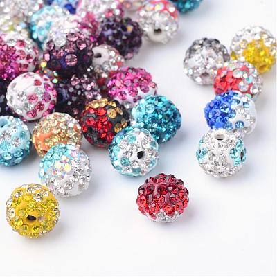 Two-Tone Color Handmade Polymer Clay Disco Ball Beads RB-R041-M-1