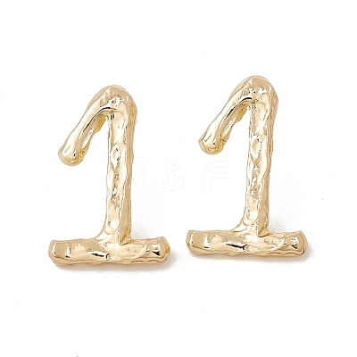 Brass Number Stud Earrings with 925 Sterling Silver Pins for Women LS-EJEW-A077-01A-1