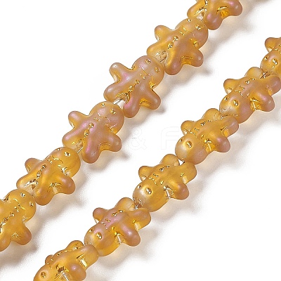 Full Rainbow Plated Forsted Electroplate Glass Beads GLAA-P005-FR06-1