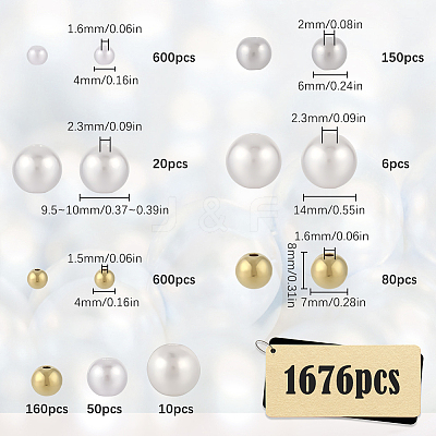 1676Pcs 9 Styles ABS Plastic Imitation Pearl with CCB Plastic Beads FIND-SC0010-16-1