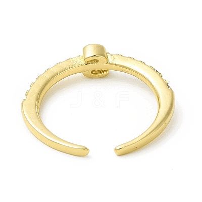 Clear Cubic Zirconia Initial Letter Open Cuff Ring RJEW-H120-09G-S-1