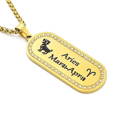 Constellation 304 Stainless Steel Micro Pave Clear Cubic Zirconia Wheat Chain Pendant Necklaces for Women Men NJEW-U007-01A-1