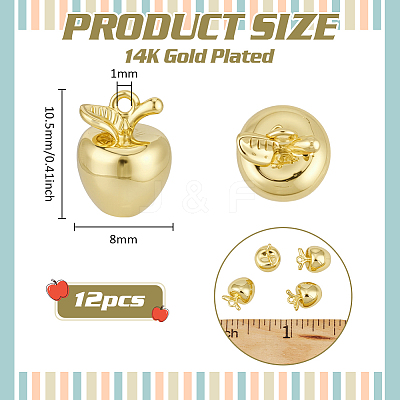 12Pcs Brass Charms KK-BC0015-09G-1