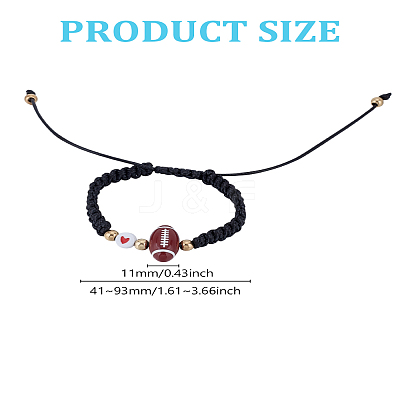 1Pc Sport Theme Acylic & Alloy Braided Bead Bracelets BJEW-LP0003-23C-1