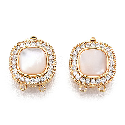 Brass Micro Pave Clear Cubic Zirconia Box Clasps KK-C031-15G-1