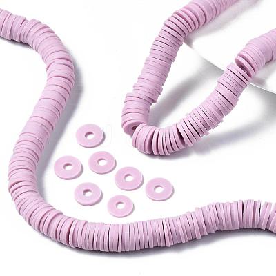 Flat Round Handmade Polymer Clay Beads CLAY-R067-10mm-26-1