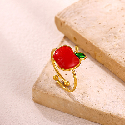 304 Stainless Steel Enamel Cuff Open Rings for Women WG4798C-02-1