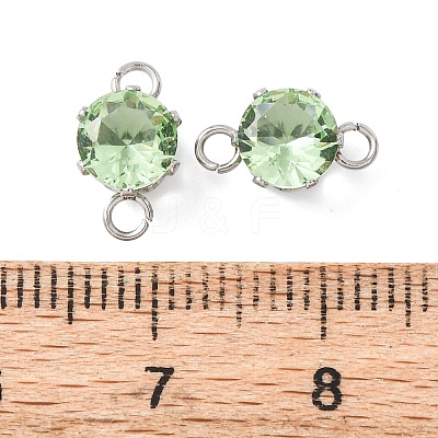 304 Stainless Steel Micro Pave Cubic Zirconia Connector Charms STAS-H240-50P-02-1