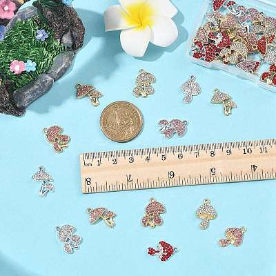 24Pcs 6 Colors Rack Plating Alloy Rhinestone Pendants FIND-FS0004-98-1