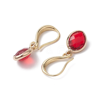 Oval Brass with Glass Pendants Dangle Earring for Women EJEW-JE05938-1