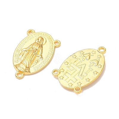 Holy Oval Carved Virgin Mary Tibetan Style Alloy Chandelier Component Links TIBEP-LF0961YKG-G-FF-1