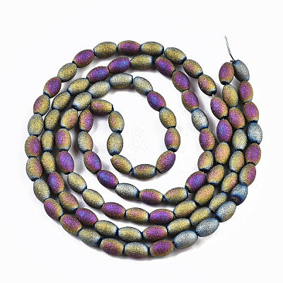 Frosted Electroplate Glass Beads Strands EGLA-N007-001-1
