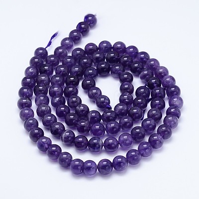 Natural Amethyst Round Bead Strands G-M212-10mm-01B-1