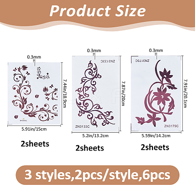 6Sheets 3 Styles PVC Self-Adhesive Stickers for Guitar Decoration DIY-FH0010-63-1